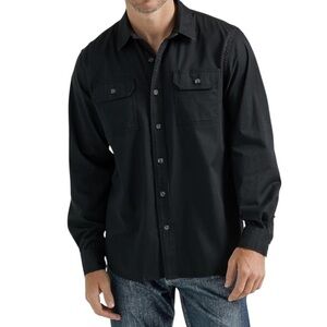 Wrangler Men's Western Style Button Front Shirt Washed Black Chest Pockets XL